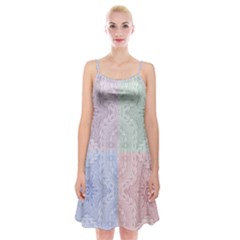 Seamless Kaleidoscope Patterns In Different Colors Based On Real Knitting Pattern Spaghetti Strap Velvet Dress by Nexatart