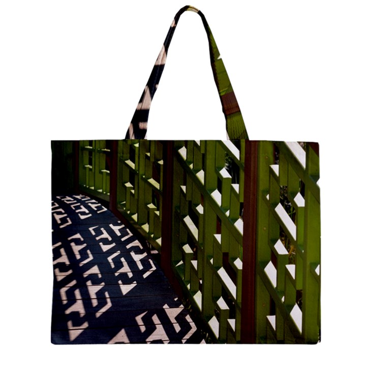 Shadow Reflections Casting From Japanese Garden Fence Zipper Mini Tote Bag