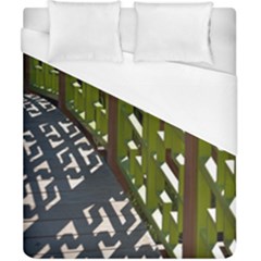 Shadow Reflections Casting From Japanese Garden Fence Duvet Cover (california King Size) by Nexatart