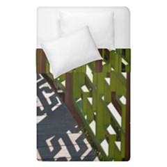 Shadow Reflections Casting From Japanese Garden Fence Duvet Cover Double Side (single Size) by Nexatart