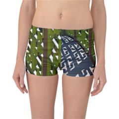 Shadow Reflections Casting From Japanese Garden Fence Reversible Bikini Bottoms by Nexatart