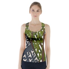 Shadow Reflections Casting From Japanese Garden Fence Racer Back Sports Top by Nexatart