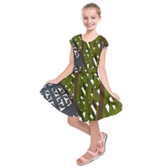 Shadow Reflections Casting From Japanese Garden Fence Kids  Short Sleeve Dress by Nexatart