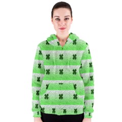 Shamrock Pattern Women s Zipper Hoodie