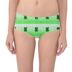 Shamrock Pattern Mid-Waist Bikini Bottoms