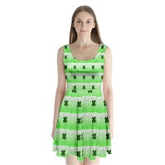 Shamrock Pattern Split Back Mini Dress 