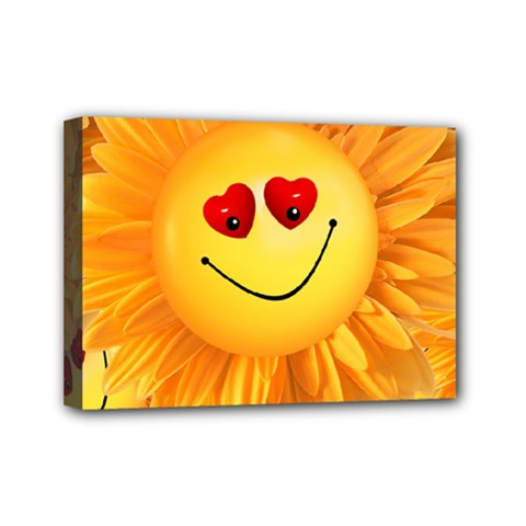 Smiley Joy Heart Love Smile Mini Canvas 7  X 5  by Nexatart