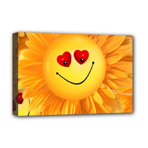 Smiley Joy Heart Love Smile Deluxe Canvas 18  X 12   by Nexatart