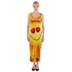 Smiley Joy Heart Love Smile Fitted Maxi Dress by Nexatart