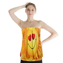 Smiley Joy Heart Love Smile Strapless Top by Nexatart