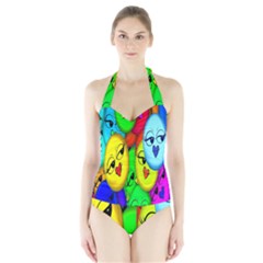 Smiley Girl Lesbian Community Halter Swimsuit by Nexatart