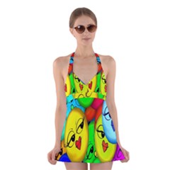 Smiley Girl Lesbian Community Halter Swimsuit Dress by Nexatart