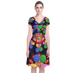 Smiley Laugh Funny Cheerful Short Sleeve Front Wrap Dress by Nexatart