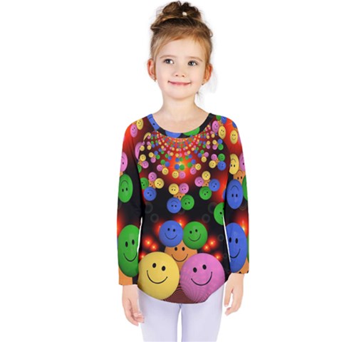 Smiley Laugh Funny Cheerful Kids  Long Sleeve Tee by Nexatart