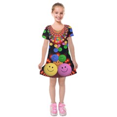 Smiley Laugh Funny Cheerful Kids  Short Sleeve Velvet Dress by Nexatart