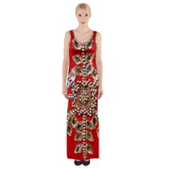 Snowflake Jeweled Maxi Thigh Split Dress by Nexatart