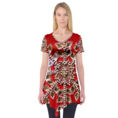 Snowflake Jeweled Short Sleeve Tunic  by Nexatart