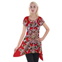 Snowflake Jeweled Short Sleeve Side Drop Tunic by Nexatart