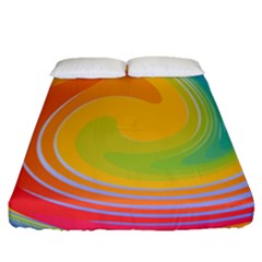 Rainbow Swirl Fitted Sheet (queen Size) by OneStopGiftShop