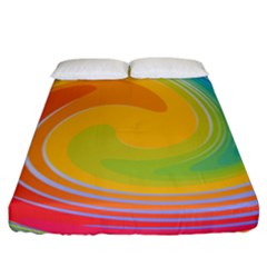 Rainbow Swirl Fitted Sheet (king Size) by OneStopGiftShop