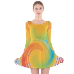 Rainbow Swirl Long Sleeve Velvet Skater Dress