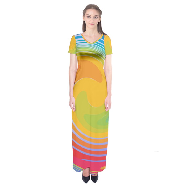 Rainbow Swirl Short Sleeve Maxi Dress