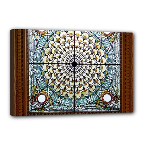 Stained Glass Window Library Of Congress Canvas 18  X 12  by Nexatart