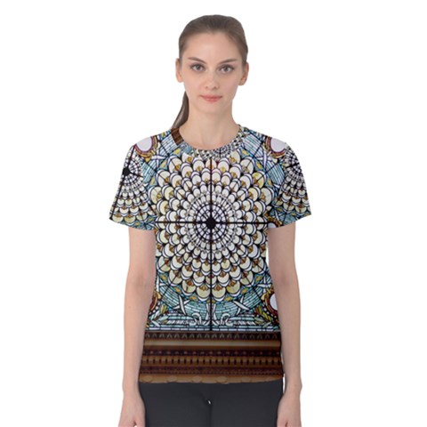 Stained Glass Window Library Of Congress Women s Cotton Tee by Nexatart