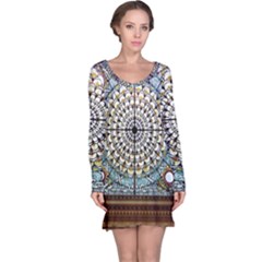 Stained Glass Window Library Of Congress Long Sleeve Nightdress by Nexatart