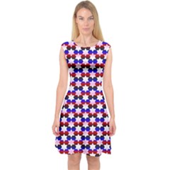 Star Pattern Capsleeve Midi Dress