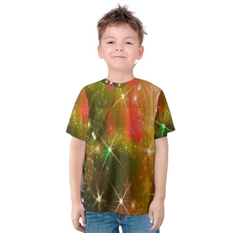 Star Christmas Background Image Red Kids  Cotton Tee by Nexatart