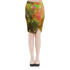 Star Christmas Background Image Red Midi Wrap Pencil Skirt