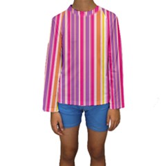 Stripes Colorful Background Pattern Kids  Long Sleeve Swimwear by Nexatart