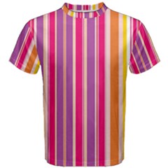 Stripes Colorful Background Pattern Men s Cotton Tee by Nexatart