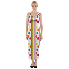 Stripes Polka Dots Pattern Fitted Maxi Dress by Nexatart