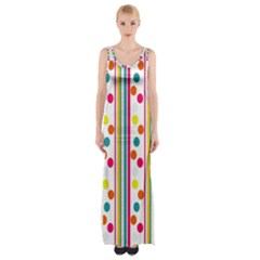 Stripes Polka Dots Pattern Maxi Thigh Split Dress by Nexatart