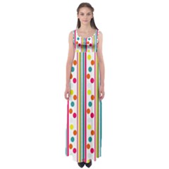 Stripes Polka Dots Pattern Empire Waist Maxi Dress by Nexatart