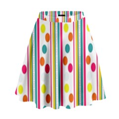 Stripes Polka Dots Pattern High Waist Skirt by Nexatart