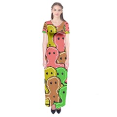 Sweet Dessert Food Gingerbread Men Short Sleeve Maxi Dress by Nexatart