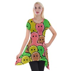 Sweet Dessert Food Gingerbread Men Short Sleeve Side Drop Tunic