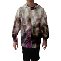 Stylized Rose Pattern Paper, Cream And Black Hooded Wind Breaker (kids) by Nexatart