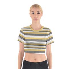 Textile Design Knit Tan White Cotton Crop Top by Nexatart