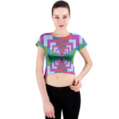 Texture Fabric Textile Jute Maze Crew Neck Crop Top by Nexatart