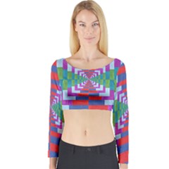 Texture Fabric Textile Jute Maze Long Sleeve Crop Top by Nexatart