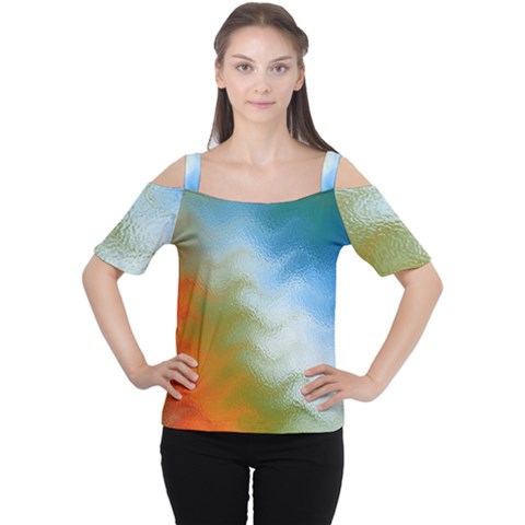 Texture Glass Colors Rainbow Women s Cutout Shoulder Tee by Nexatart