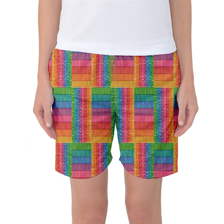 Texture Surface Rainbow Festive Women s Basketball Shorts