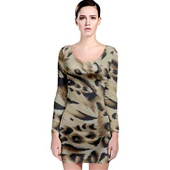 Tiger Animal Fabric Patterns Long Sleeve Bodycon Dress by Nexatart