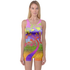 Tree Colorful Mystical Autumn One Piece Boyleg Swimsuit by Nexatart