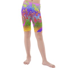 Tree Colorful Mystical Autumn Kids  Mid Length Swim Shorts by Nexatart