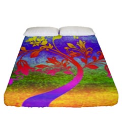 Tree Colorful Mystical Autumn Fitted Sheet (queen Size) by Nexatart